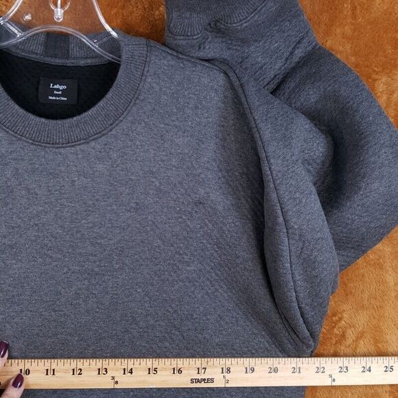 LUNYA Mens Sweatshirt Small Gray Pullover Crew RESTORE DOUBLE FACED LAHGO - Picture 8 of 10